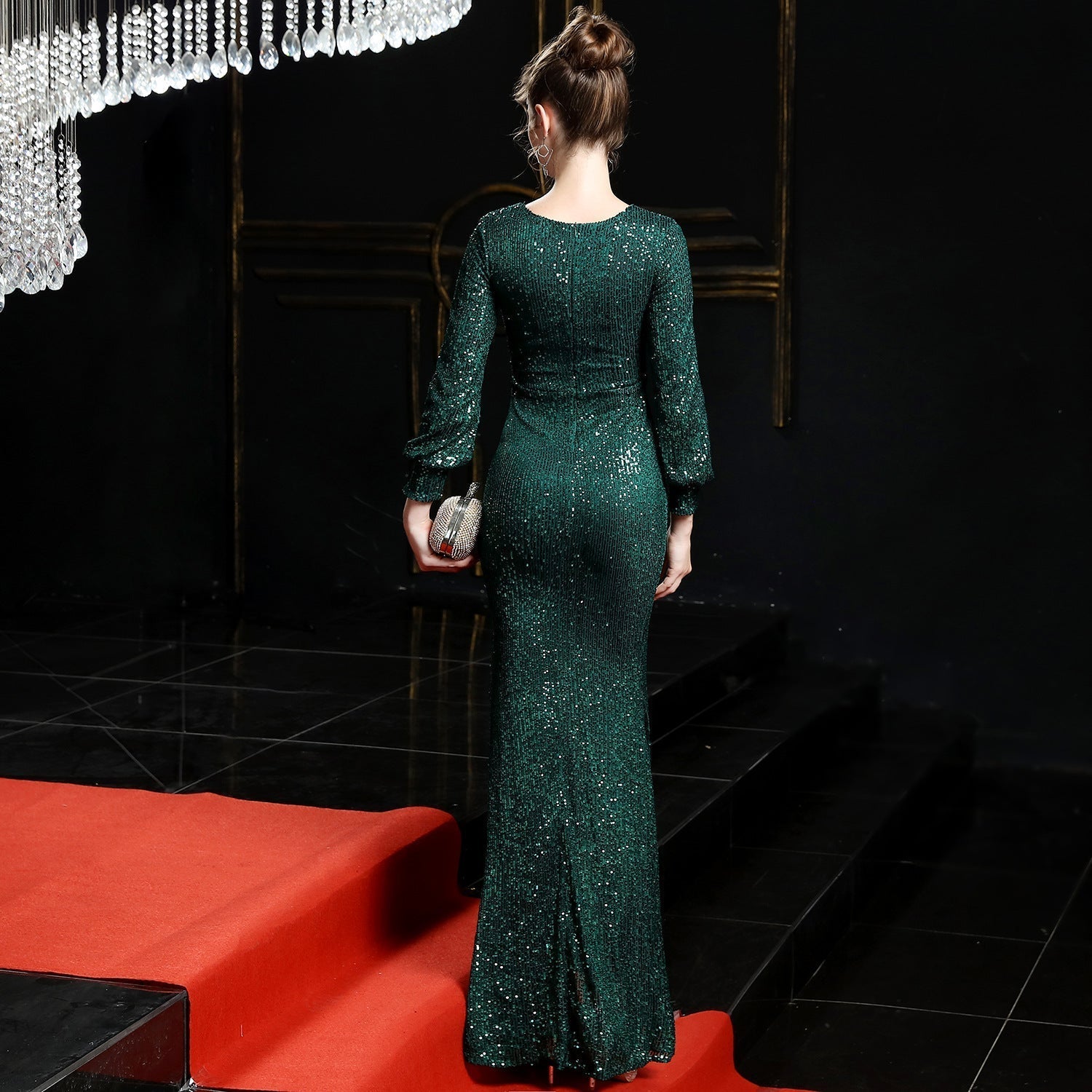 Sarah Elegant Long Sleeve Sequin Formal Dresses