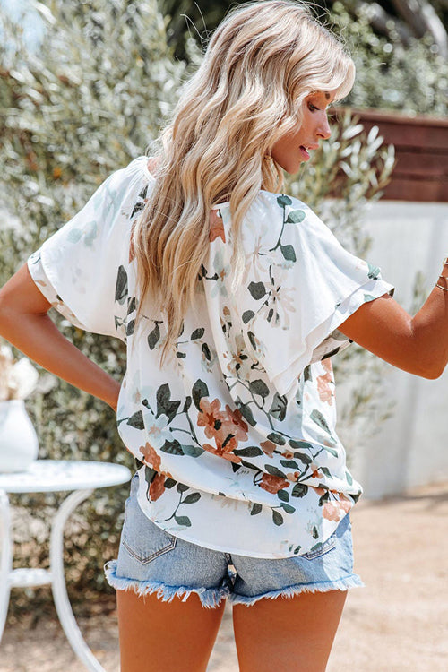 Blissful Getaway Floral Print Button-Up Top