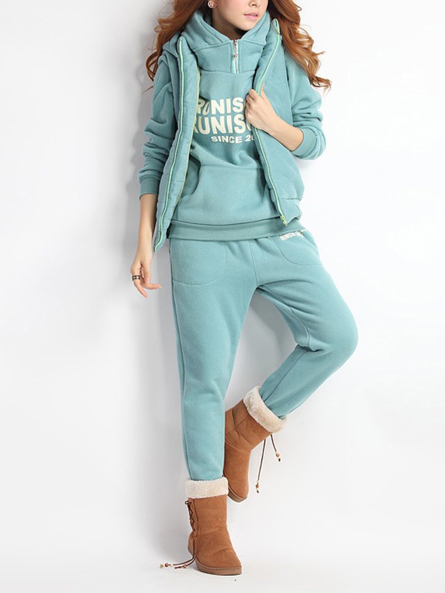 Plus Size More Colors Woman Fashion Warm Three-piece Hoodies