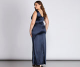 Plus Evelyn Formal Wrap Satin Dresses