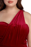 Plus Iris One Shoulder Draped Velvet Dresses