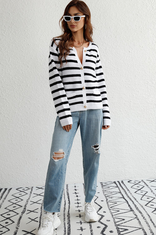 Fall For You Striped Knit Cardigan
