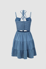 Halter Neck Tiered Ruffle Mini Dress