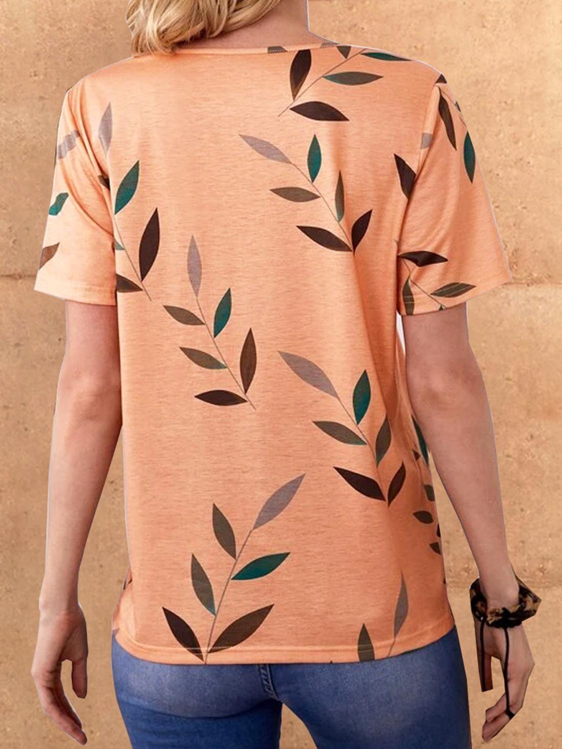 Plant Print Drop Shoulder T-shirt