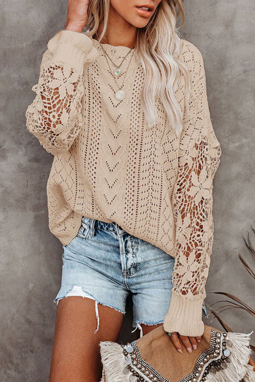 Get The Look Lace Hollow-Out Knit Sweater