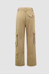 Elastic Waistband Wide Leg Cargo Pants