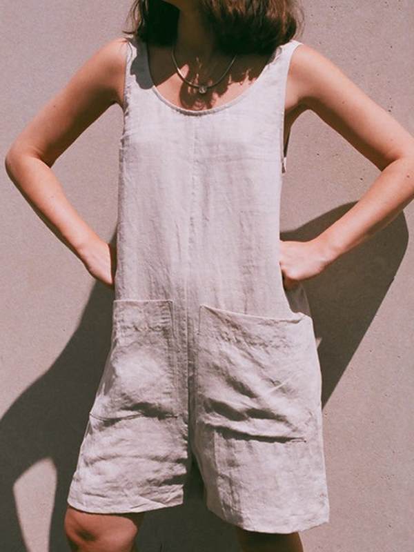 Plain women with pocket short  jumpsuits