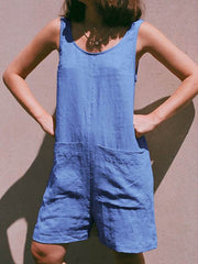 Plain women with pocket short  jumpsuits