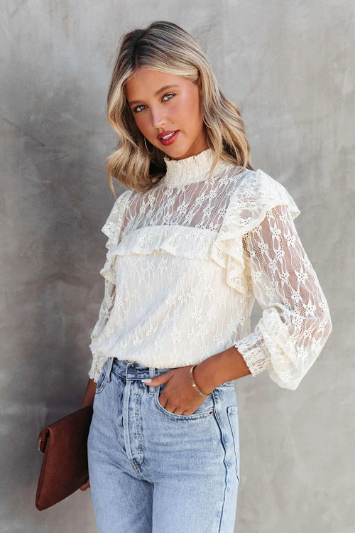 Couldn't Be Better Lace Ruffled Top