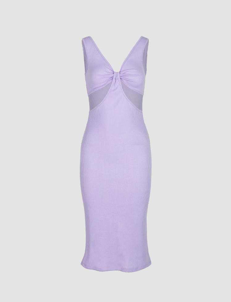 Purple Waist Cutout Cami Midi Dress