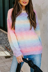 Stay Girly Rainbow Striped Knit Sweater