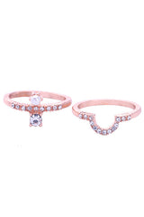 Rhinestone Heart Double Ring