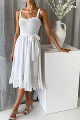 Gabriella Tie-waist Ruffled Midi Dress