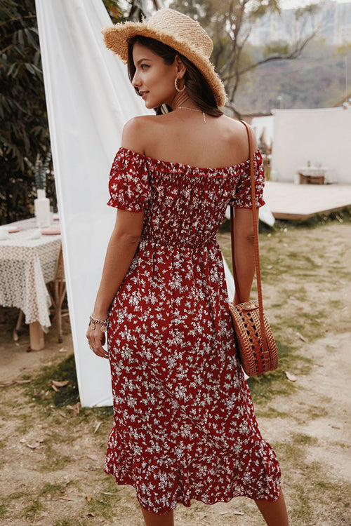 Days Like This Printed Off Shoulder Midi Dress