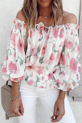 Blossoming Style Off Shoulder Printed Top