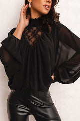 Feeling Like A Queen Black Lace Long Sleeve Top