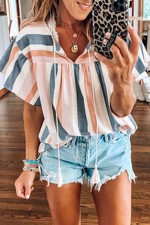 Pick Of The Season Striped Short Sleeve Top