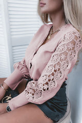 With You Always Pink Lace Long Sleeve Top