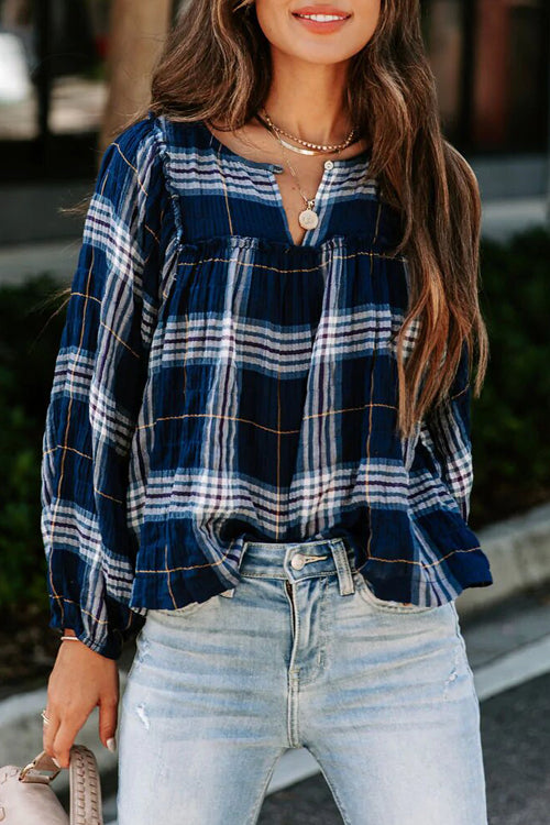Weekend Moments Plaid Long Sleeve Top