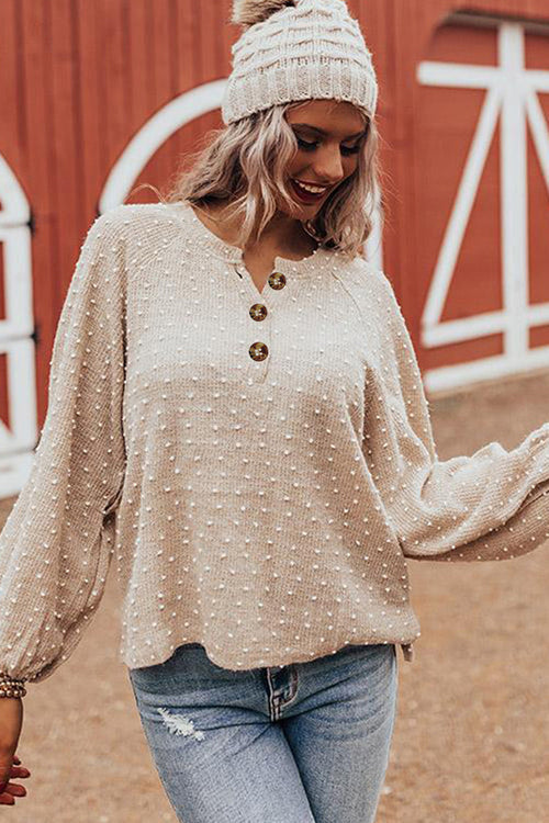Get It Going Dotted Button Knit Sweater