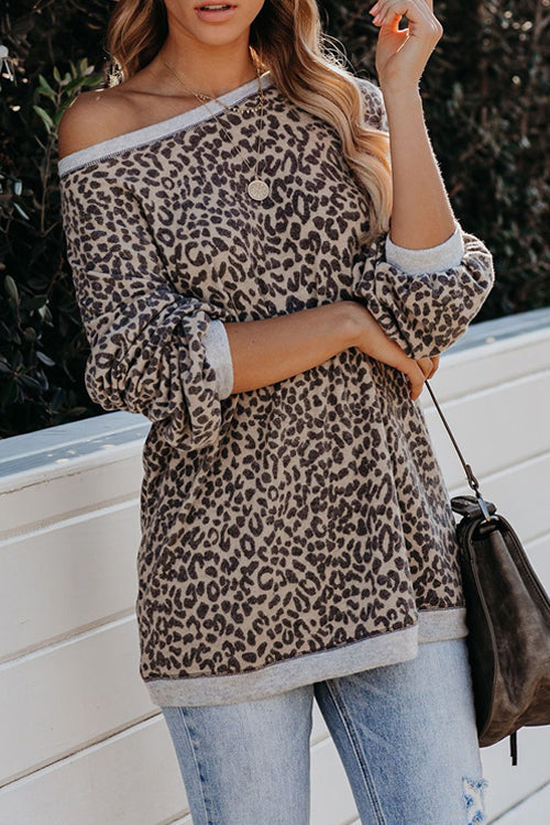 Casually Cute Leopard Print Long Sleeve Top