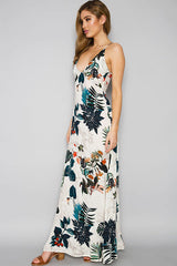 Tropical Forest Print Maxi Dress
