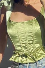 Perfectly Pleased Green Bowknot Bustier Corset Crop Top