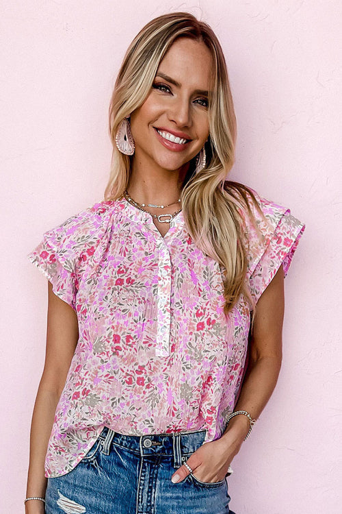 Happy Thoughts Floral Print Short Sleeve Top