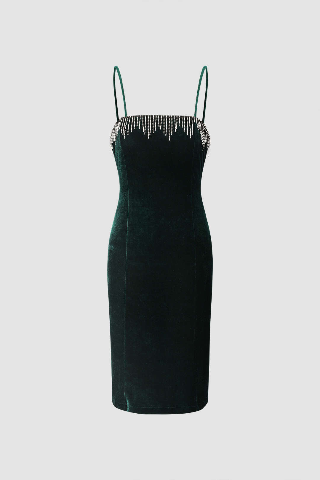Fringe Detail Velvet Mini Dress