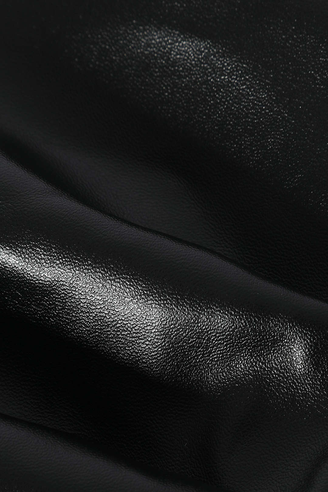 Leather V-Neck Ruched Slit Midi Dress