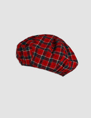 Red Plaid Print Beret Hat