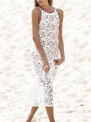Pretty Hollow Crochet Backless Cover-Up Top