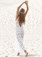Pretty Hollow Crochet Backless Cover-Up Top