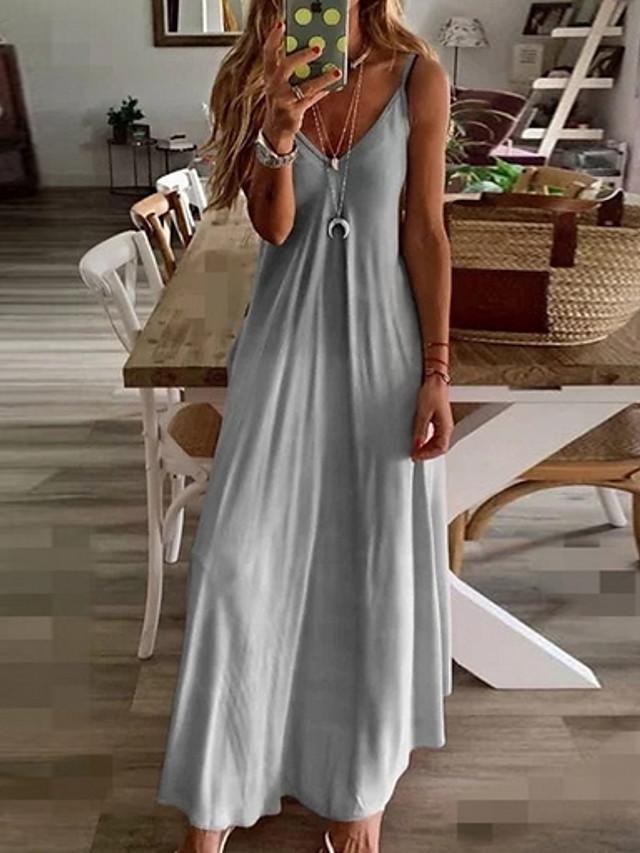 Strap Dress Maxi long Dress Sleeveless Color Gradient Summer