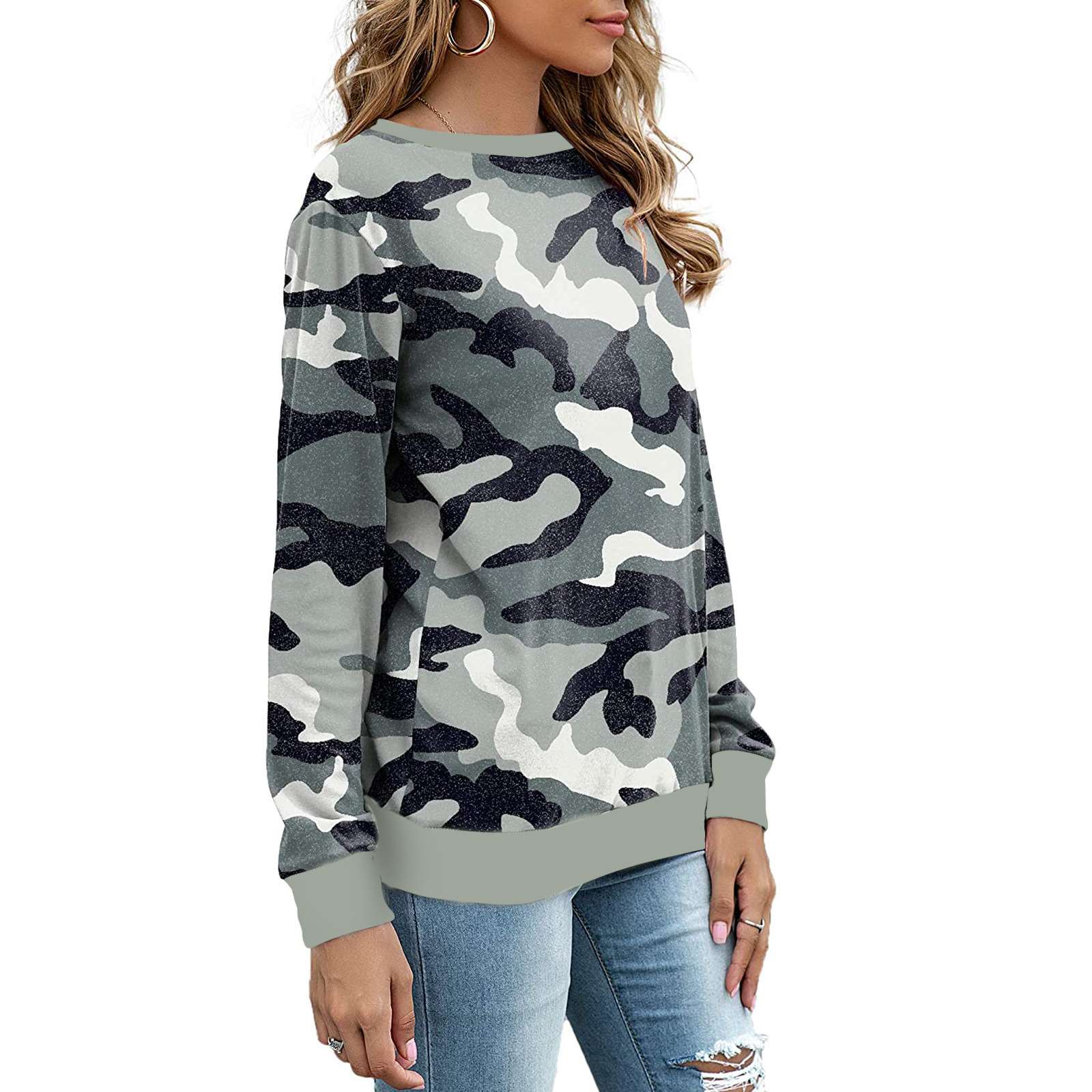 Print Round neck Long sleeve Sweatshirts T-Shirts