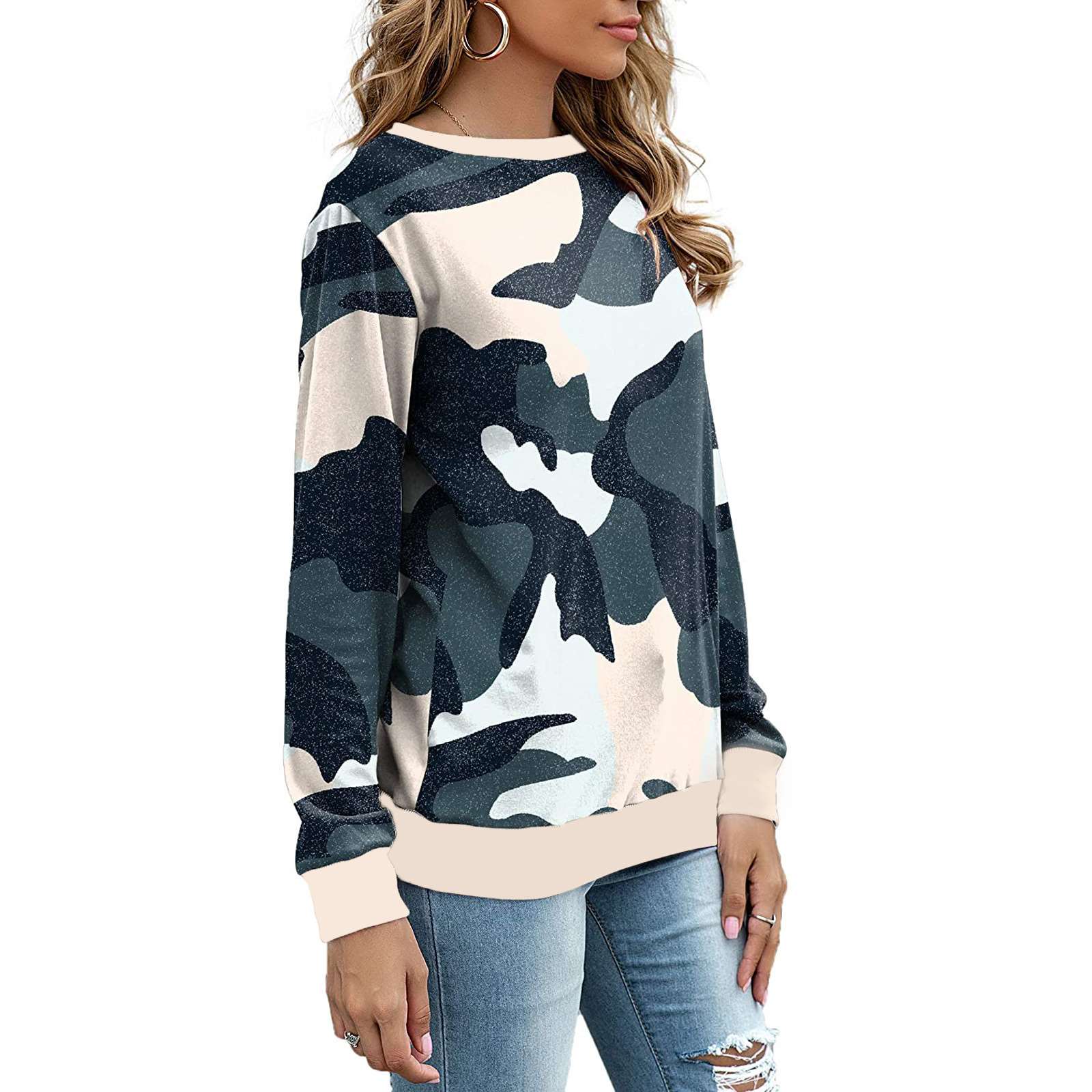 Print Round neck Long sleeve Sweatshirts T-Shirts