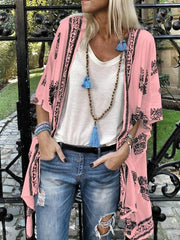 Printed medium sleeve cardigan Blouses