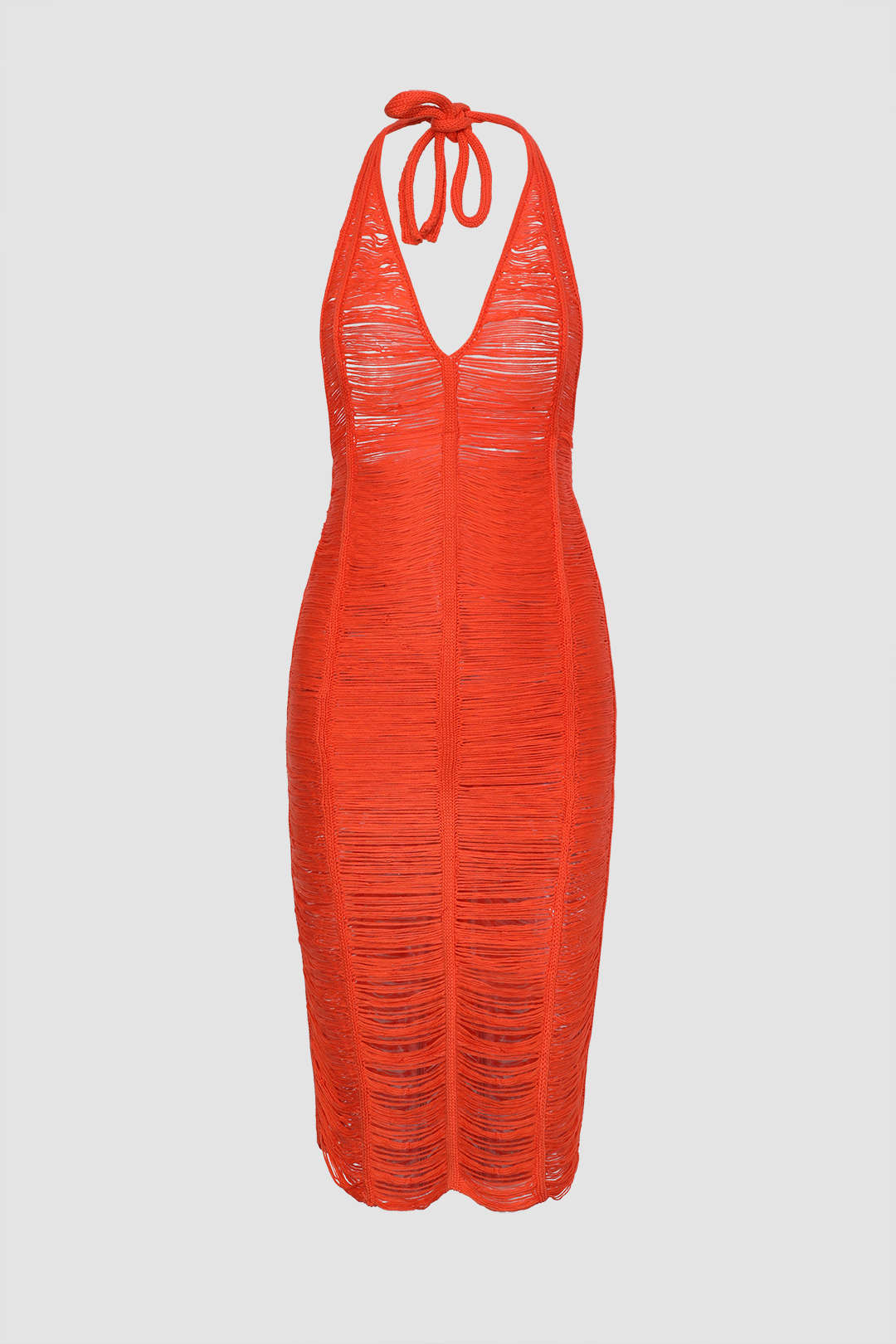 Vestido playero con cuello halter y abertura