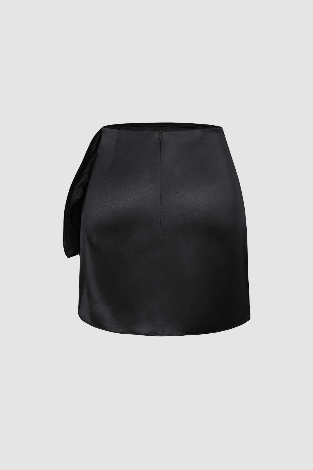 Knot Side Satin Wrap Mini Skirt