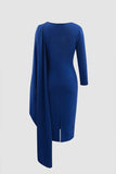 Assymmetric Cloak Sleeve Midi Dress