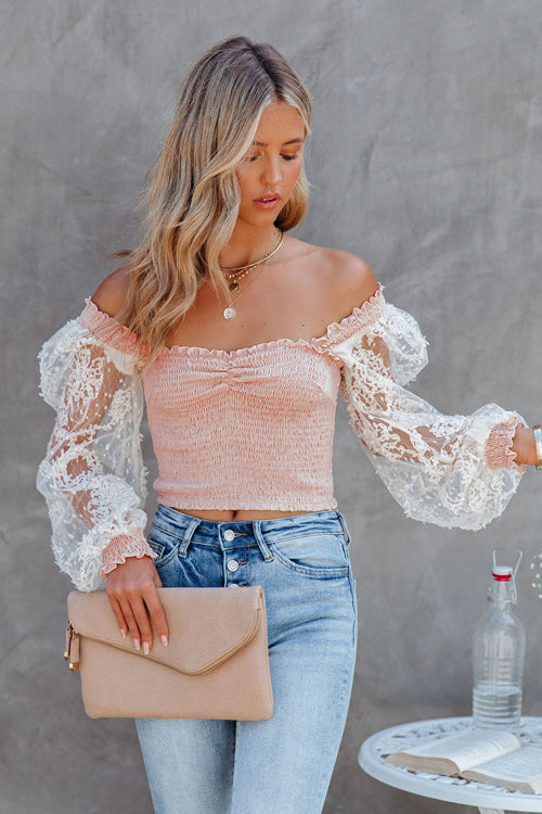 Picked For You Lace Embroidery Crop Top