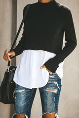 Double Layer High-Neck Knit Top