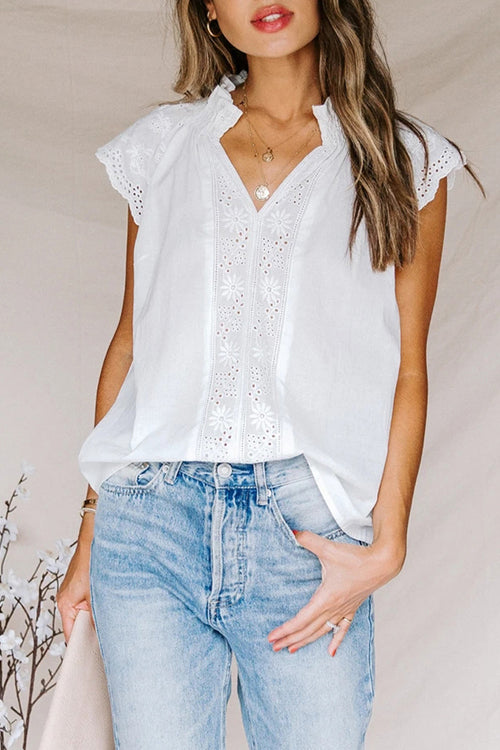 Got Me Moving Lace Short Sleeve Top
