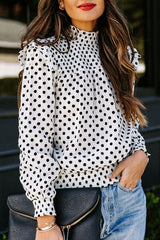 Sweet Spot Dotted Up Pleated Long Sleeve Top