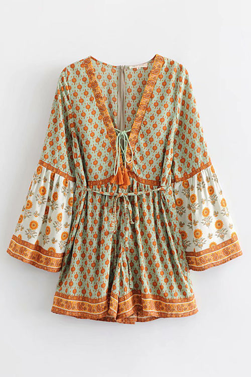 Creazy Kids Boho Print Long Sleeve Romper