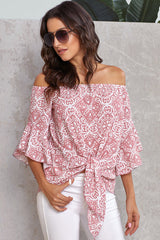 Style Spotting Off the Shoulder Print Top