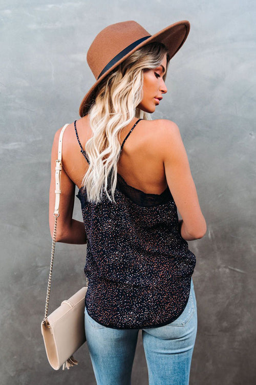 Feel Like Dancing Printed Lace Up Cami Top