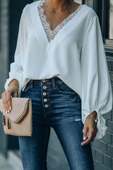 Date Night Out Lace Balloon Sleeve Top