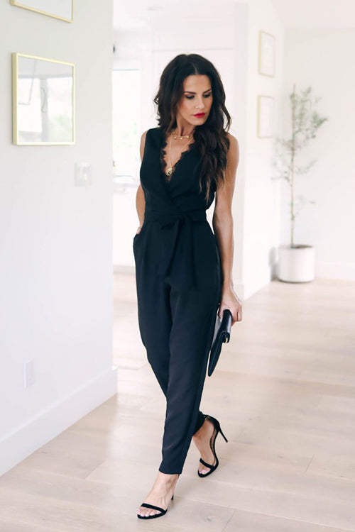 After Midnight Black Lace Sleeveless Jumpsuit