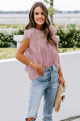 Breezy Days Lace Embroidered Ruffle Top